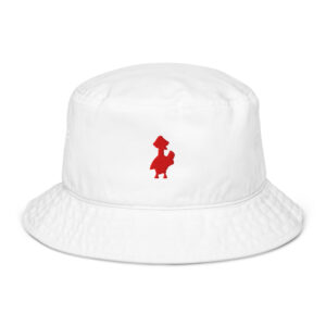 Psychogoose red organic bucket hat