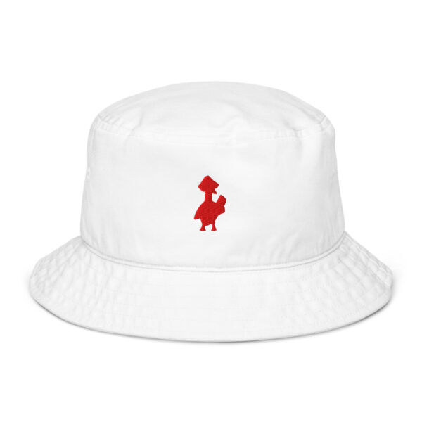 Psychogoose red organic bucket hat