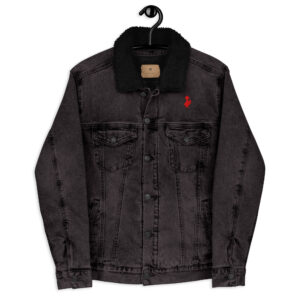 Psychogoose red unisex denim sherpa jacket
