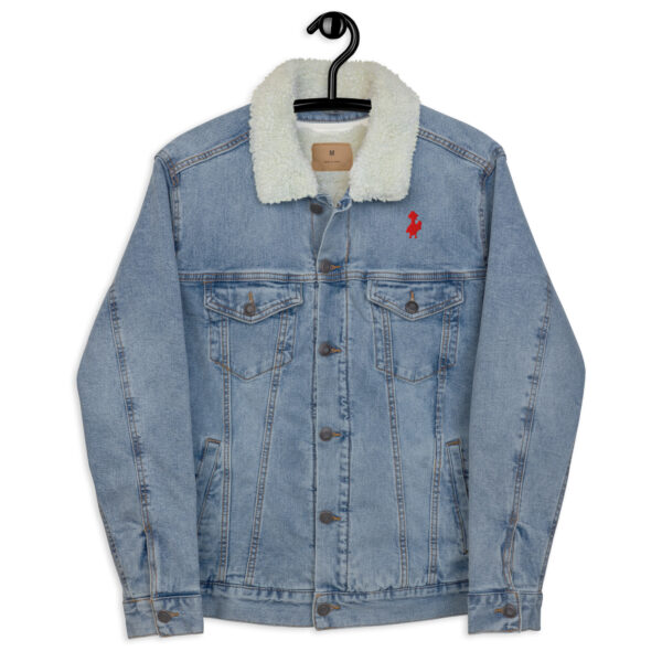 Psychogoose red unisex denim sherpa jacket - Image 6