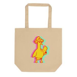 Psychogoose Eco Tote Bag – Organic Cotton Reusable Bag with Psychedelic Goose Design