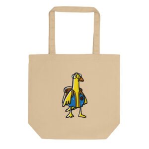 Psychogoose Eco Tote Bag – Mutant Cartoon Goose Illustration by Rafael Nagai (@nagaiverse)